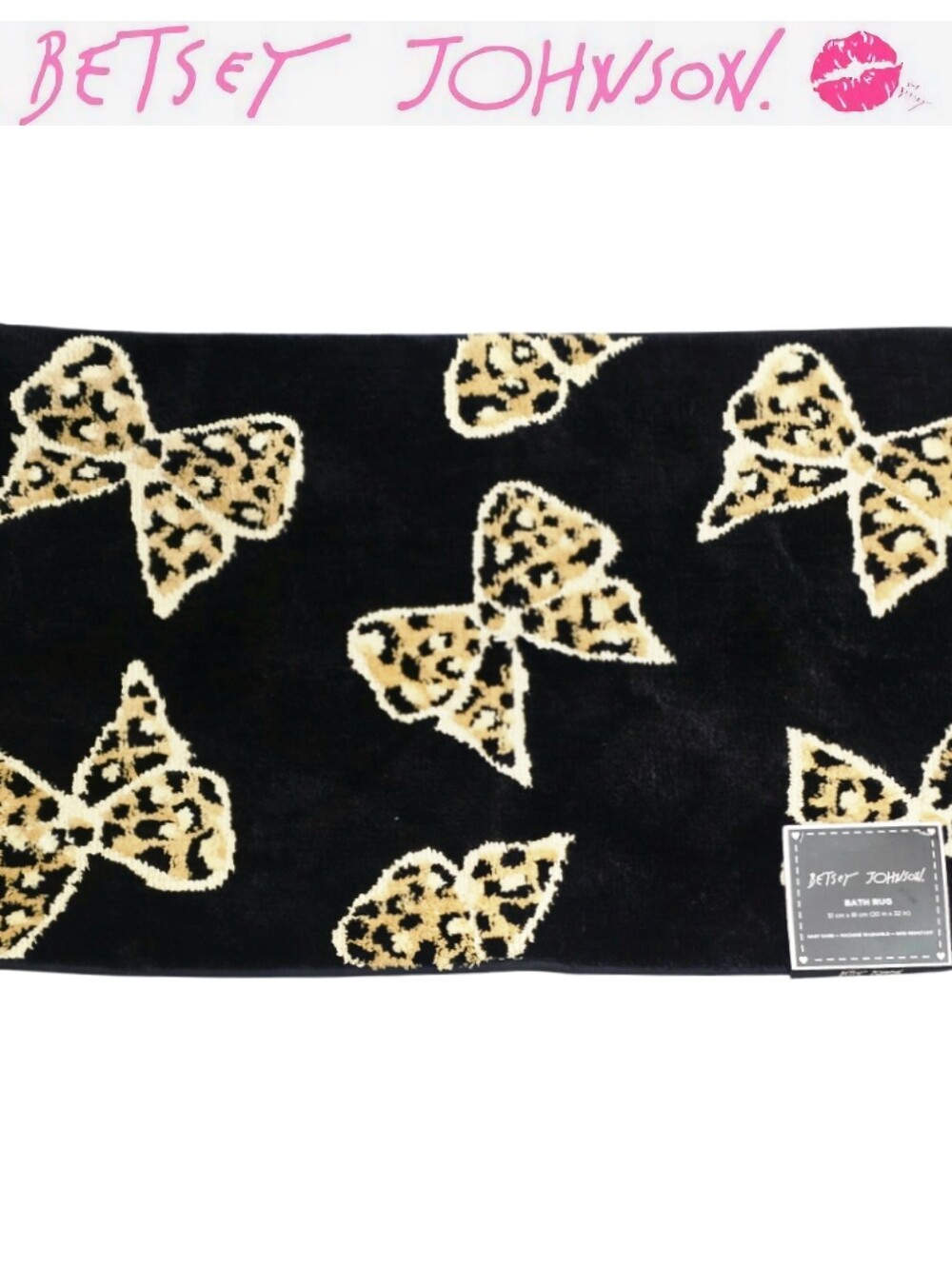 Betsey Johnson Leopard-Print Bows Plush Bath Rug
